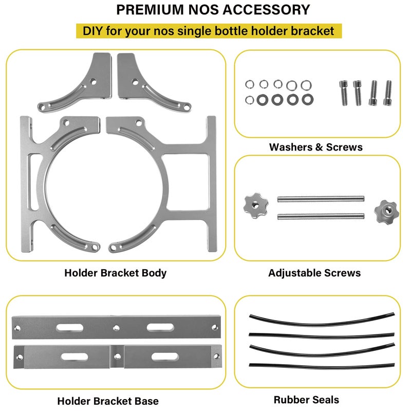 Bzsunway 7  Nitrous Oxide Nos Billet Aluminum Single Bottle Holder Bracket for 10-15 pound nitrous bottle Replace for PCE150.1001 - Image 3